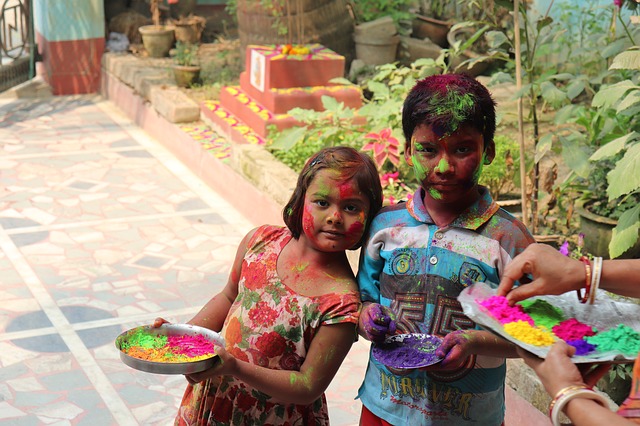 Kids celbrating Holi