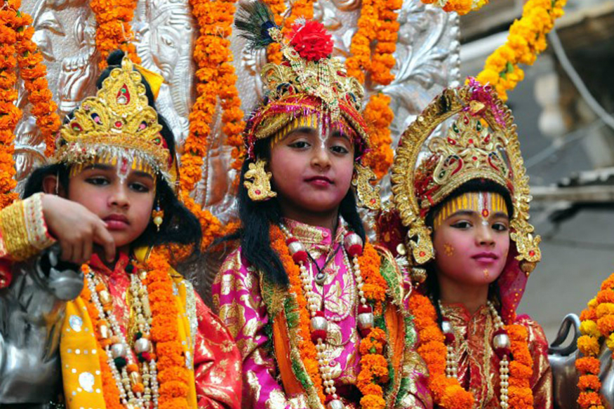 Children dressed as Rama on Ram Navami