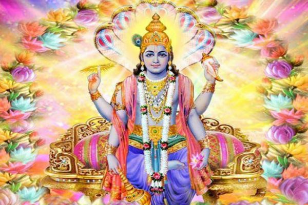 A glorious image of Lord Vishnu worshipped in vaisakhia month