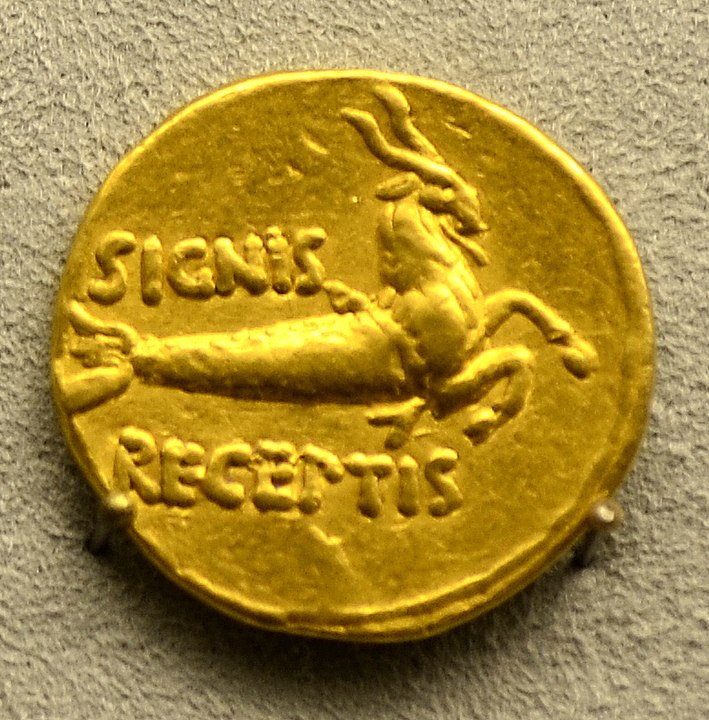 Roman Coin With The Sign Of Capricorn