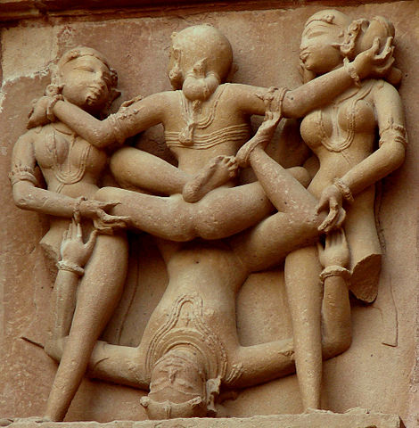 Sculpture in the Kandariya Mahadeva temple,  Khajuraho