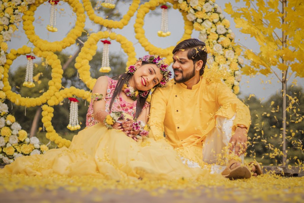 A Couple at their Haldi Ceremony