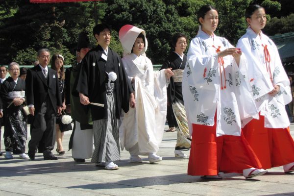 A Japanese traditional wedding procession