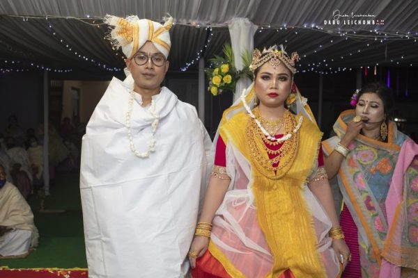 A Manipuri Bride and Groom in Traditional Clothes