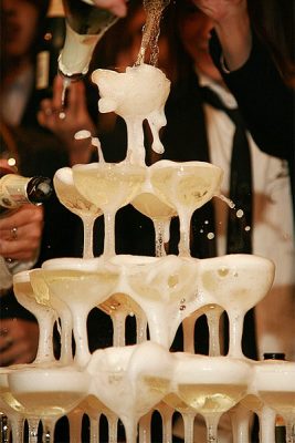 Champagne Pyramid Being Filled 

